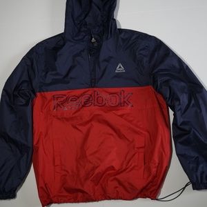 Reebok Men's 1/4 Zip 2-Tone (NAVY/RED) Rain Jacket